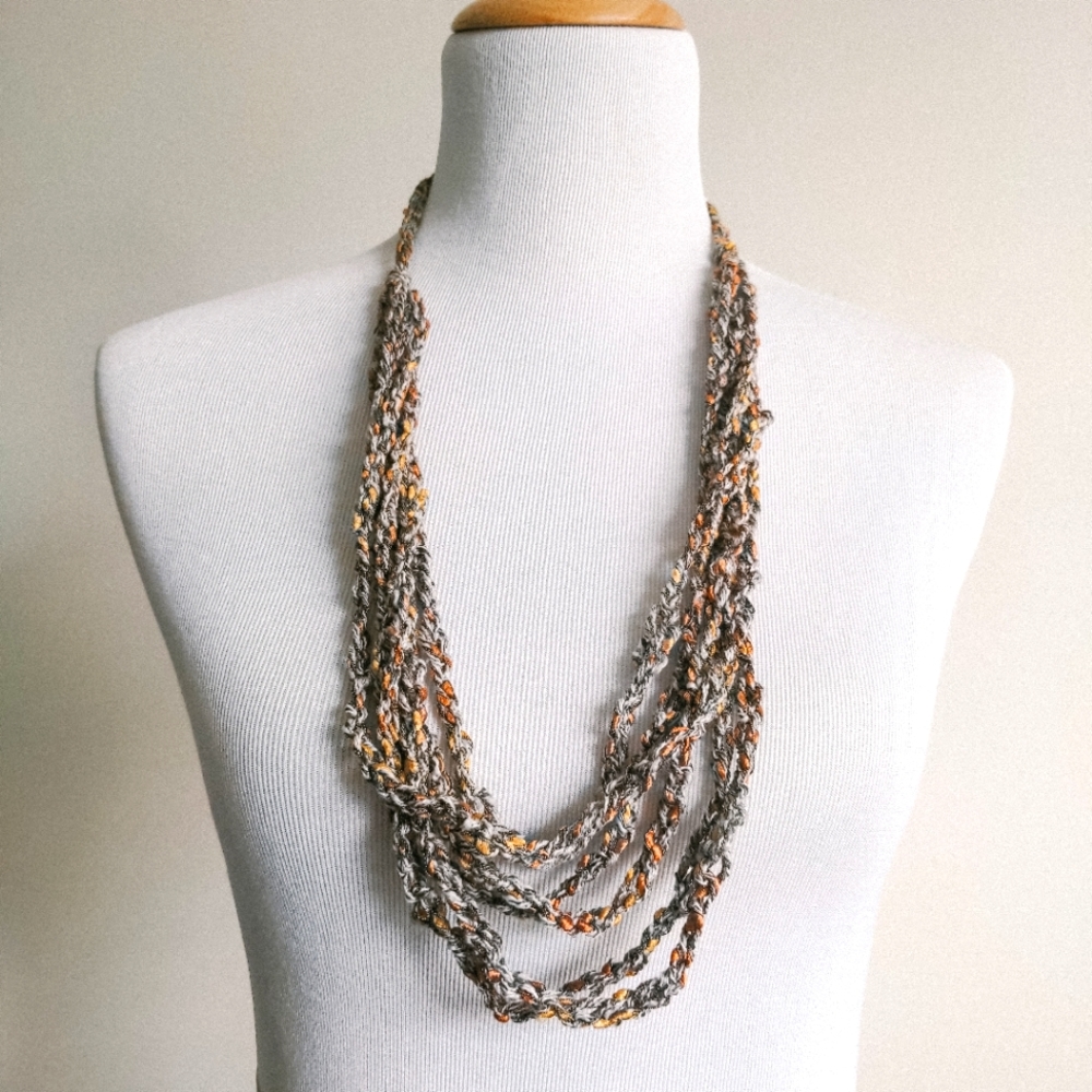 Handmade Layered Boho Chic Knit Necklace